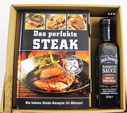 Buch Das perfekte Steak im Geschenk Karton mit Jack Daniel`s BBQ Sauce als Geschenk Set