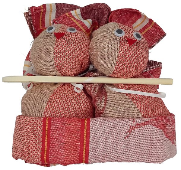 Frotteebox Geschirrtuch Mäuse Hochzeitspaar aus 3x Geschirrtuch geformt mit 1x Holzkochlöffel