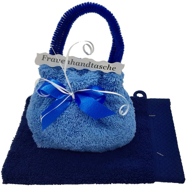 Frotteebox Geschenk-Set Handtasche klein aus 2x Waschhandschuh geformt