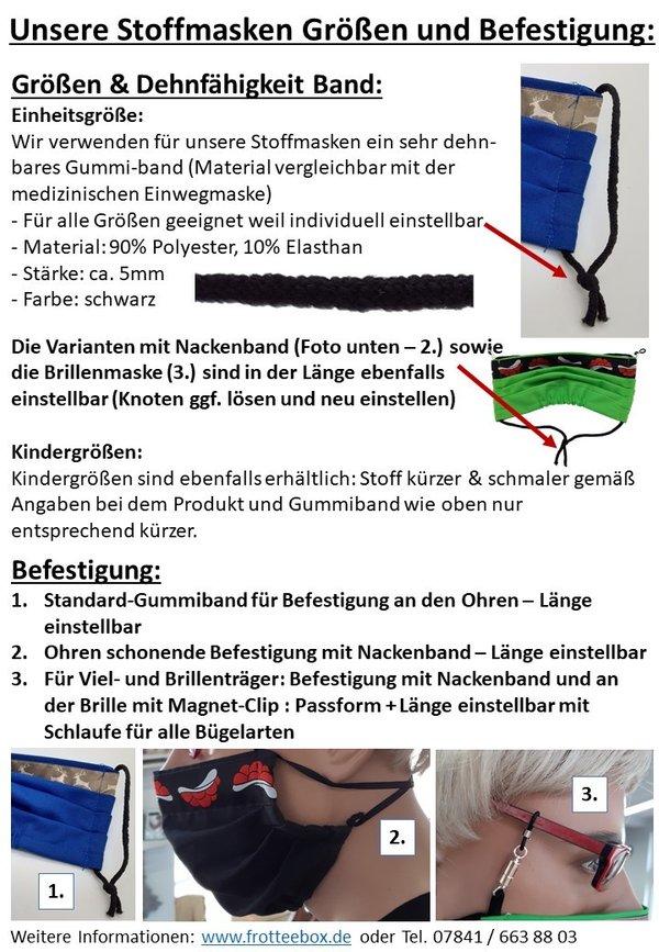 Schwarzwald Brillenmaske, Stoffmaske für Brillenträger, freie Ohren, Motiv Hirsch rot