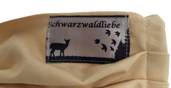 Schwarzwald Stoffmaske mit Aufnäher Motiv Wald, mit Ohren-Gummiband, Farben wählbar