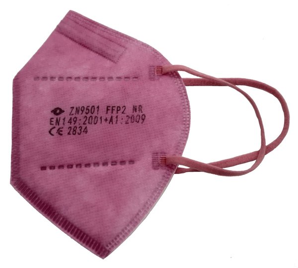 FFP2-Masken Set 9-teilig mit 2x FFP2-Maske rosa, 6x Klettpunkte, Stoff-Sticker Bollenhut