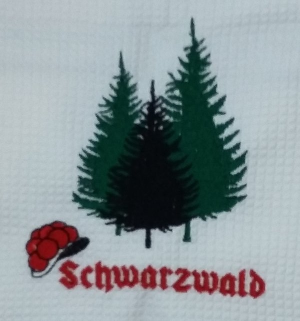 Set Topflappen Ofenhandschuh und Geschirrtuch mit Schwarzwald Motiv (3er-Set)