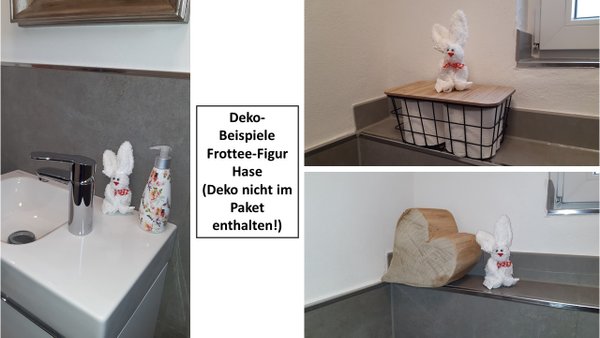 Frotteebox Geschenk Set Hasenpaar geformt aus 2x Waschhandschuh in Geschenktüte mit 2 Deko-Eiern
