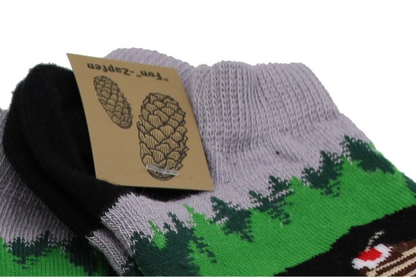 Schwarzwald Sneaker Socken 2er-Set aus 78% Baumwolle grau, grün und schwarz mit Heimat Motiven