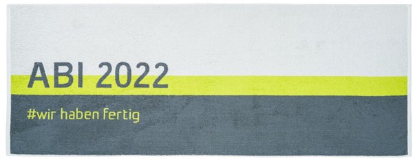 Strandtuch ABI 2022 grau/grün/anthrazit 70x180cm, Walkfrottier 480g/qm, 100% Baumwolle