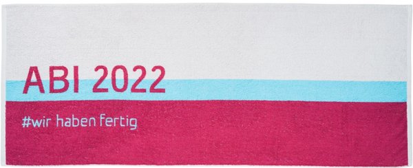 Strandtuch ABI 2022 grau/türkis/rosa 70x180cm, Walkfrottier 480g/qm, 100% Baumwolle
